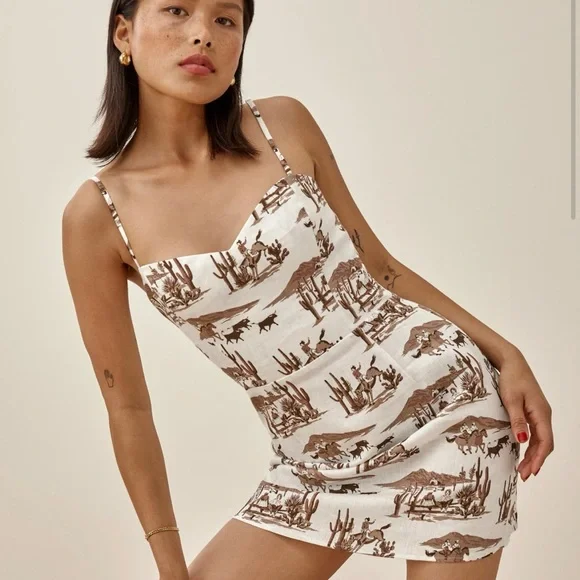 Reformation Roarke Linen Dress in Sonora - Picture 4 of 6